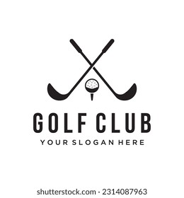 Golf ball and stick and golf course logo design. Logo for professional golf team, golf club, tournament, business, event.