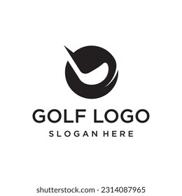 Golf ball and stick and golf course logo design. Logo for professional golf team, golf club, tournament, business, event.