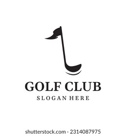 Golf ball and stick and golf course logo design. Logo for professional golf team, golf club, tournament, business, event.