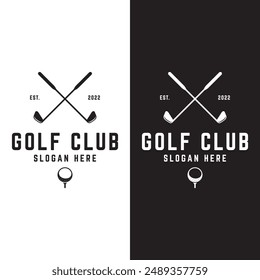 Golf ball and stick and golf course logo design. Logo for professional golf team, golf club, tournament, business, event.