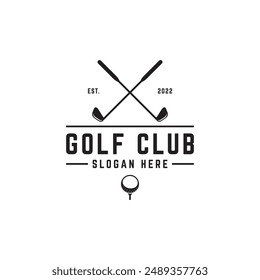 Golf ball and stick and golf course logo design. Logo for professional golf team, golf club, tournament, business, event.