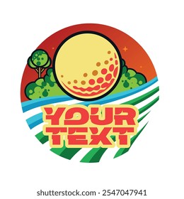 Golf ball and stick and golf course logo design. Logo for professional golf team, golf club, tournament, business, event