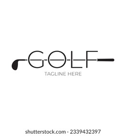 Golf ball and golf stick logo, for professional golf team, golf club, tournament, store business,course, event