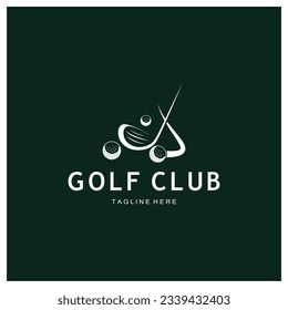 Golf ball and golf stick logo, for professional golf team, golf club, tournament, store business,course, event