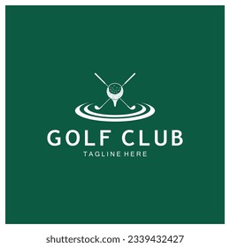 Golf ball and golf stick logo, for professional golf team, golf club, tournament, store business,course, event