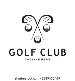 Golf ball and golf stick logo, for professional golf team, golf club, tournament, store business,course, event
