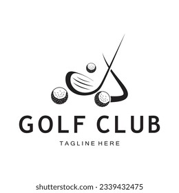 Golf ball and golf stick logo, for professional golf team, golf club, tournament, store business,course, event