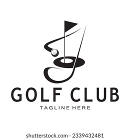 Golf ball and golf stick logo, for professional golf team, golf club, tournament, store business,course, event