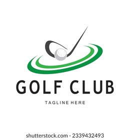 Golf ball and golf stick logo, for professional golf team, golf club, tournament, store business,course, event