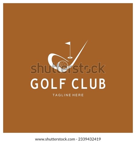 Golf ball and golf stick logo, for professional golf team, golf club, tournament, store business,course, event