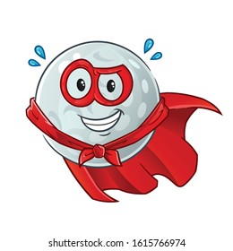 golf ball super hero smiling cartoon with mask and robe. cute chibi cartoon mascot vector