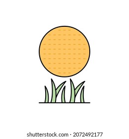 golf ball tee with grass icon vector