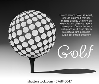Golf ball in tee like a globe. Night.