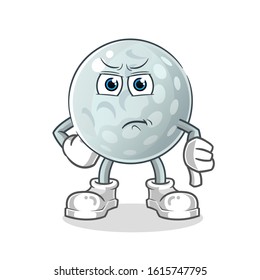 golf ball thumbs down angry cartoon. cartoon mascot vector