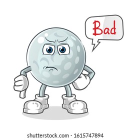 golf ball thumbs down angry with bubble cartoon. cartoon mascot vector