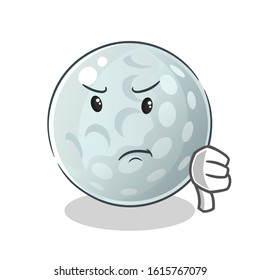 golf ball thumbs down angry cartoon. cute chibi cartoon mascot vector