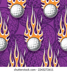 Golf ball and tribal fire flames Seamless pattern vector art image. Burning golf balls repeating tile background wallpaper texture.