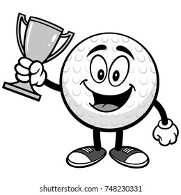 Golf Ball with Trophy Illustration