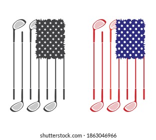 Golf Ball USA Flag, Printable Vector