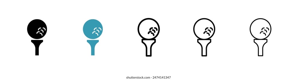 Golf ball vector icon set. golfball on tee vector icon. golf sport sign for UI designs.