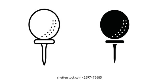 Golf ball vector icon set black filled and outlined style.