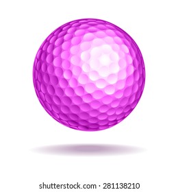 Golf ball vector illustration. Pink ball with shadow