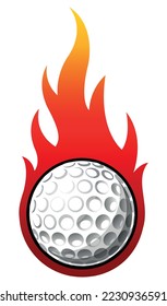 Golf ball vector image with tribal fire flame Golf car sticker motorcycle decal and sport logo template