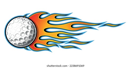 Golf ball vector image with tribal fire flame Golf car sticker motorcycle decal and sport logo template.