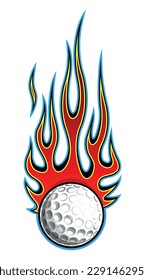 Golf ball vector image with tribal fire flame Golf car sticker motorcycle decal and sport logo template