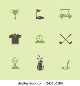 Golf ball. Vector logo. Set sport icons. Black & white.