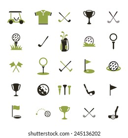 Golf ball. Vector logo. Set sport icons. Black & white.