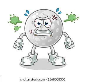 golf ball very angry face cartoon mascot vector illustration