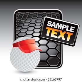 golf ball with visor on black hexagon background