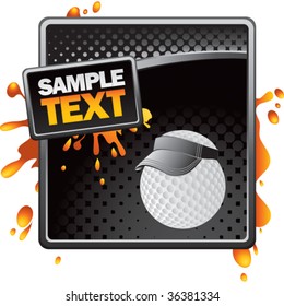 golf ball with visor on black halftone banner