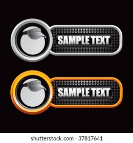 golf ball with visor on black checkered banners