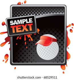 golf ball with visor on black halftone grungy ad