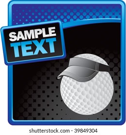 golf ball with visor on blue and black halftone template