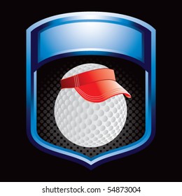 golf ball with visor on blue display