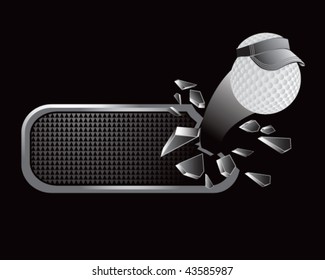 Golfball mit Vorführung auf gebrochenem Glasbanner