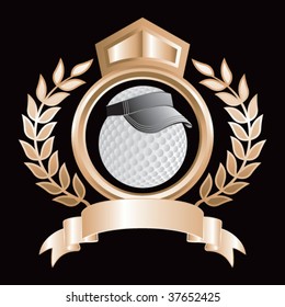 golf ball with visor on bronze royal crest