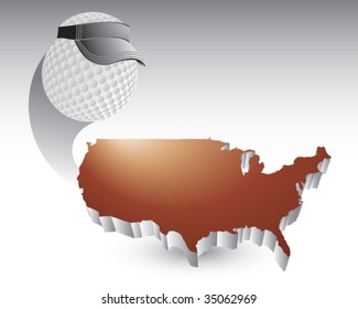 golf ball with visor on brown united states icon
