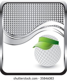 Golfball mit Vorgesetzten auf abgeschacheltem Hintergrund