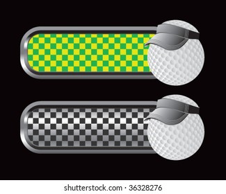 golf ball with visor on checkered tabs