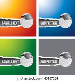 golf ball with visor on colored ripped templates