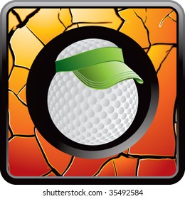 golf ball with visor on cracked web icon