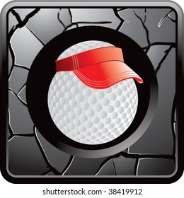 golf ball with visor on cracked silver web button