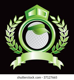 golf ball with visor on green royal crest