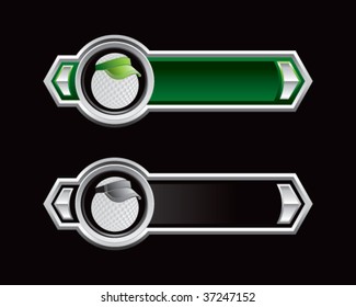 golf ball with visor on green and black arrows
