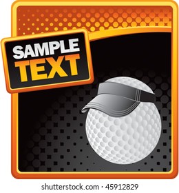 golf ball with visor on orange and black halftone advertisement