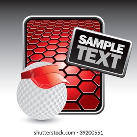 Golfball mit Vorwahl auf rotem Hexagon-Werbung